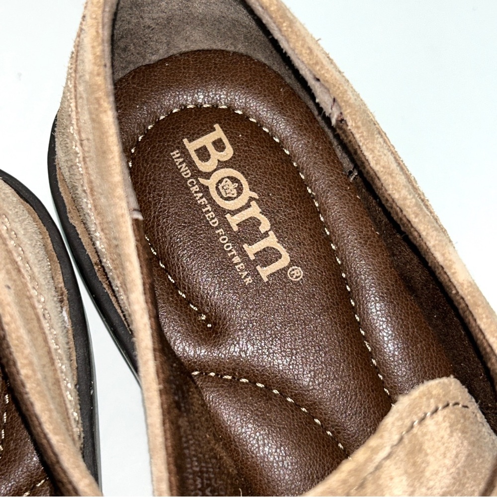 Born Womens Size 6.5 Corby Moc Toe Taupe Suede Lace Up Derby Oxfords Shoes - Picture 15 of 16